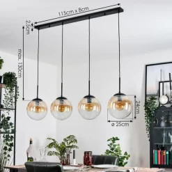 hofstein Gastor Suspension, Boule lumineuse, Suspension Ambre, Clair, 4 lumières