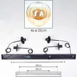 hofstein Gastor Suspension, Boule lumineuse, Suspension Ambre, Clair, 4 lumières