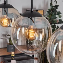 hofstein Gastor Suspension, Boule lumineuse, Suspension Ambre, Clair, 4 lumières