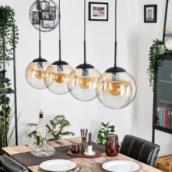 hofstein Gastor Suspension, Boule lumineuse, Suspension Ambre, Clair, 4 lumières