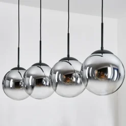 hofstein Gastor Suspension, Boule lumineuse, Suspension Chrome, Clair, Fumé, 4 lumières