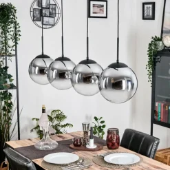 hofstein Gastor Suspension, Boule lumineuse, Suspension Chrome, Clair, Fumé, 4 lumières