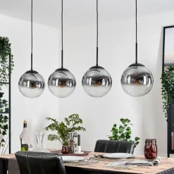 hofstein Gastor Suspension, Boule lumineuse, Suspension Clair, Fumé, 4 lumières