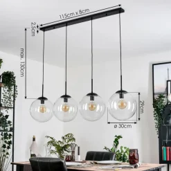 hofstein Gastor Suspension, Boule lumineuse, Suspension Clair, 4 lumières