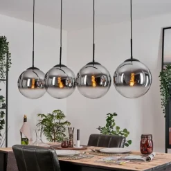 hofstein Gastor Suspension, Boule lumineuse, Suspension Chrome, Clair, Fumé, 4 lumières