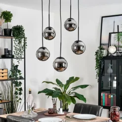 hofstein Gastor Suspension, Boule lumineuse, Suspension Fumé, 5 lumières