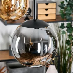 Suspension Verre Fumé-hofstein Gastor Suspension, Boule lumineuse, Suspension Ambre, Fumé, 5 lumières