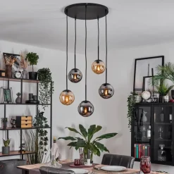 Suspension Verre Fumé-hofstein Gastor Suspension, Boule lumineuse, Suspension Ambre, Fumé, 5 lumières