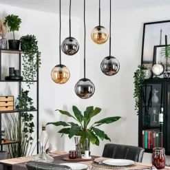 Suspension Verre Fumé-hofstein Gastor Suspension, Boule lumineuse, Suspension Ambre, Fumé, 5 lumières