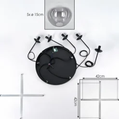 hofstein Gastor Suspension, Boule lumineuse, Suspension Clair, Fumé, 5 lumières