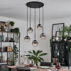 hofstein Gastor Suspension, Boule lumineuse, Suspension Clair, Fumé, 5 lumières