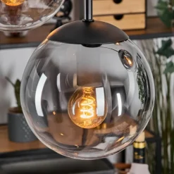 hofstein Gastor Suspension, Boule lumineuse, Suspension Ambre, Clair, Fumé, 5 lumières