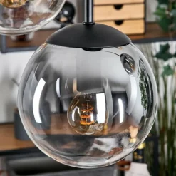 hofstein Gastor Suspension, Boule lumineuse, Suspension Ambre, Clair, Fumé, 5 lumières