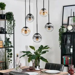 hofstein Gastor Suspension, Boule lumineuse, Suspension Ambre, Clair, Fumé, 5 lumières