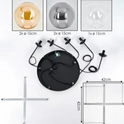 hofstein Gastor Suspension, Boule lumineuse, Suspension Ambre, Clair, Fumé, 5 lumières