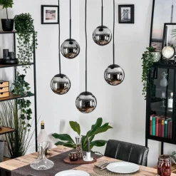 hofstein Gastor Suspension, Boule lumineuse, Suspension Chrome, Fumé, 5 lumières