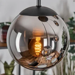 hofstein Gastor Suspension, Boule lumineuse, Suspension Chrome, Fumé, 5 lumières