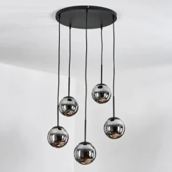 hofstein Gastor Suspension, Boule lumineuse, Suspension Chrome, Fumé, 5 lumières