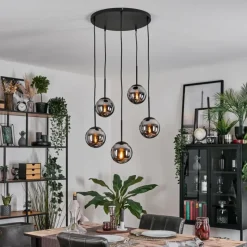 hofstein Gastor Suspension, Boule lumineuse, Suspension Chrome, Fumé, 5 lumières