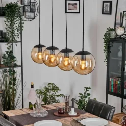 hofstein Gastor Suspension, Boule lumineuse, Suspension Ambre, 4 lumières