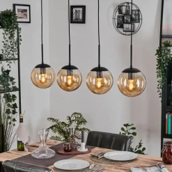 hofstein Gastor Suspension, Boule lumineuse, Suspension Ambre, 4 lumières