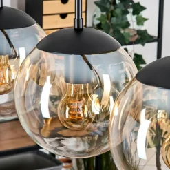 hofstein Gastor Suspension, Boule lumineuse, Suspension Ambre, Clair, 4 lumières