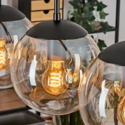 hofstein Gastor Suspension, Boule lumineuse, Suspension Ambre, Clair, 4 lumières