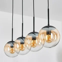 hofstein Gastor Suspension, Boule lumineuse, Suspension Ambre, Clair, 4 lumières
