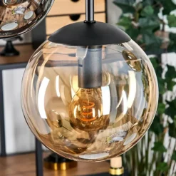 Suspension Verre Fumé-hofstein Gastor Suspension, Boule lumineuse, Suspension Ambre, Fumé, 5 lumières