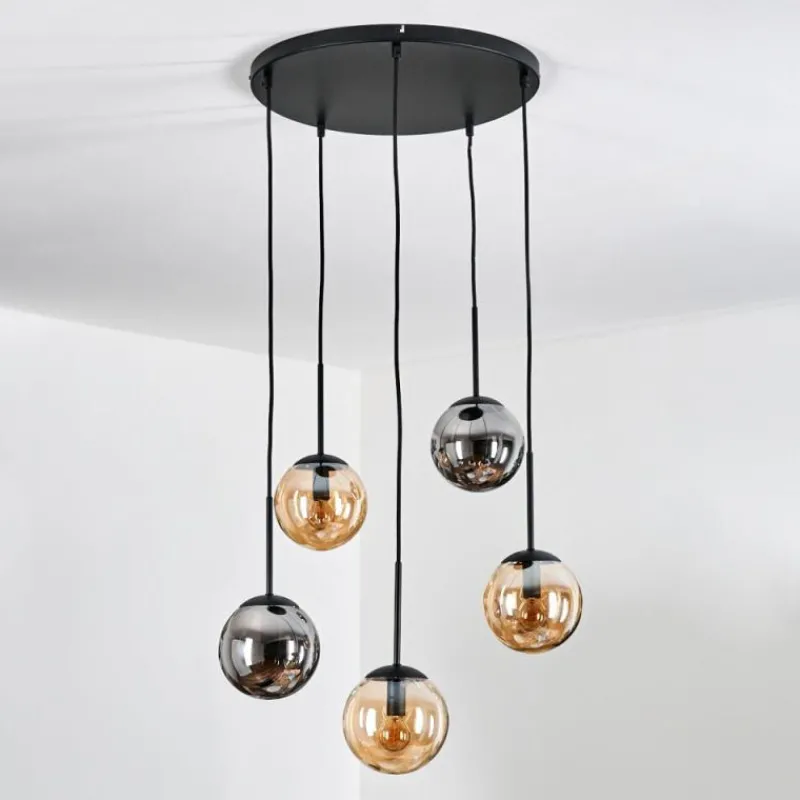 Suspension Verre Fumé-hofstein Gastor Suspension, Boule lumineuse, Suspension Ambre, Fumé, 5 lumières