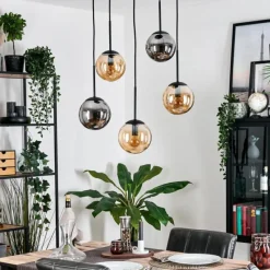 Suspension Verre Fumé-hofstein Gastor Suspension, Boule lumineuse, Suspension Ambre, Fumé, 5 lumières