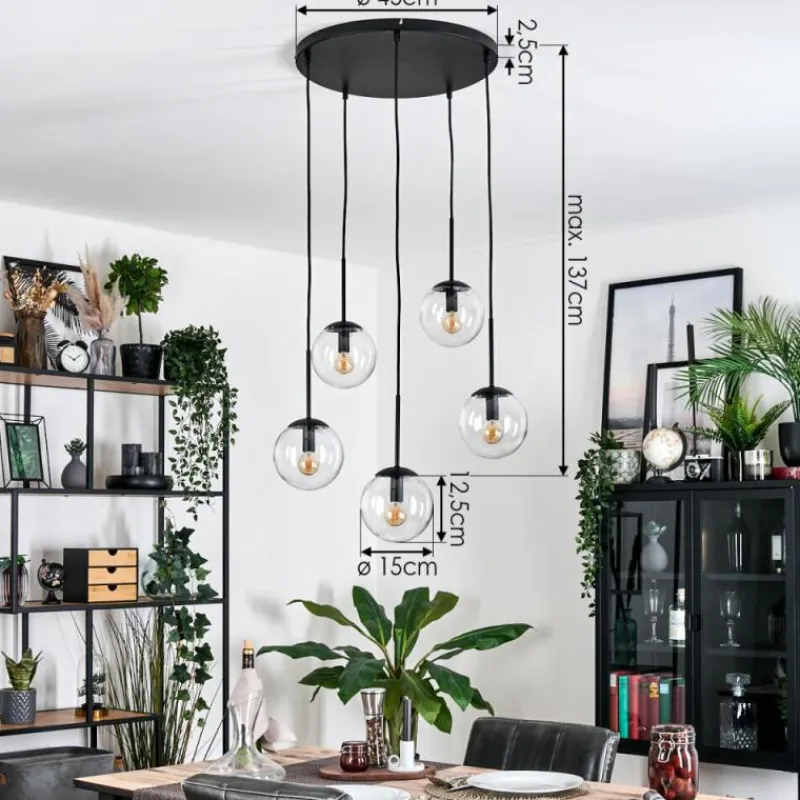 hofstein Gastor Suspension, Boule lumineuse, Suspension Clair, 5 lumières