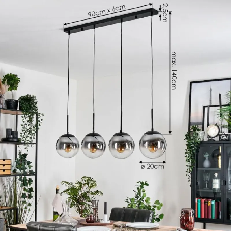 Suspension Verre Fumé-hofstein Gastor Suspension, Boule lumineuse, Suspension Clair, Fumé, 4 lumières