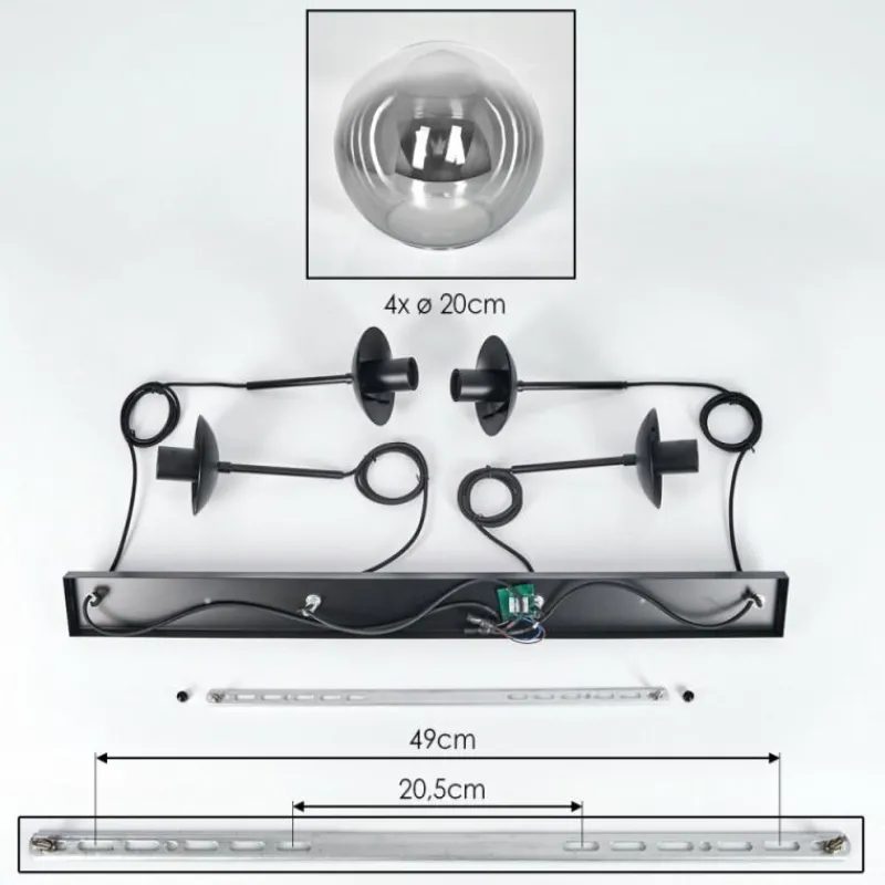 Suspension Verre Fumé-hofstein Gastor Suspension, Boule lumineuse, Suspension Clair, Fumé, 4 lumières