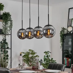 hofstein Gastor Suspension, Boule lumineuse, Suspension Fumé, 4 lumières
