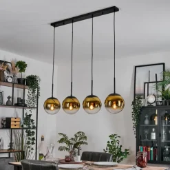 hofstein Gastor Suspension, Boule lumineuse, Suspension Or, Clair, 4 lumières