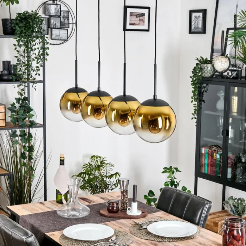 hofstein Gastor Suspension, Boule lumineuse, Suspension Or, Clair, 4 lumières