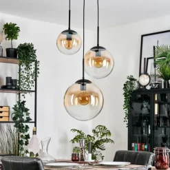 hofstein Gastor Suspension, Boule lumineuse, Suspension 30 cm Ambre, Clair, 3 lumières