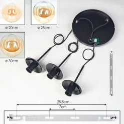 hofstein Gastor Suspension, Boule lumineuse, Suspension 30 cm Ambre, Clair, 3 lumières
