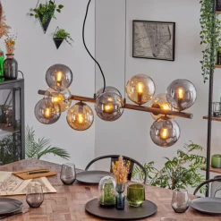 hofstein Gastor Suspension, Boule lumineuse, Suspension Ambre, Fumé, 10 lumières