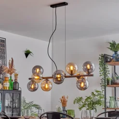 hofstein Gastor Suspension, Boule lumineuse, Suspension Ambre, Fumé, 10 lumières