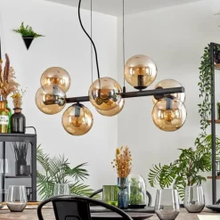 hofstein Gastor Suspension, Boule lumineuse, Suspension Ambre, 8 lumières