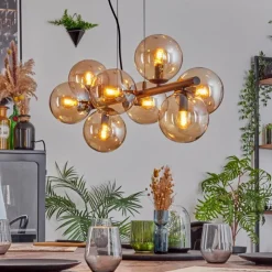 hofstein Gastor Suspension, Boule lumineuse, Suspension Ambre, 8 lumières