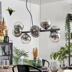 hofstein Gastor Suspension, Boule lumineuse, Suspension Clair, Fumé, 8 lumières