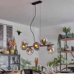 hofstein Gastor Suspension, Boule lumineuse, Suspension Clair, Fumé, 8 lumières