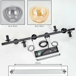 Suspension Verre Fumé-hofstein Gastor Suspension, Boule lumineuse, Suspension Ambre, Clair, Fumé, 8 lumières