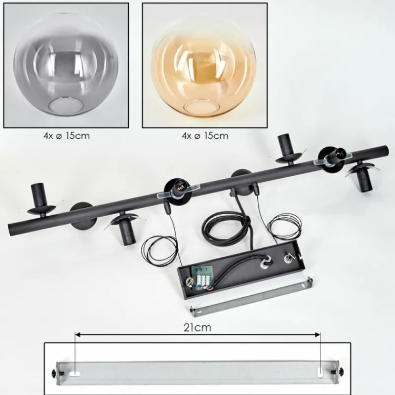 Suspension Verre Fumé-hofstein Gastor Suspension, Boule lumineuse, Suspension Ambre, Clair, Fumé, 8 lumières