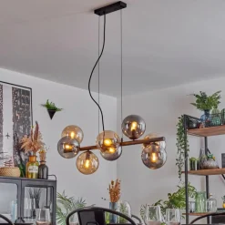 hofstein Gastor Suspension, Boule lumineuse, Suspension Ambre, Fumé, 8 lumières