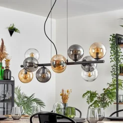 hofstein Gastor Suspension, Boule lumineuse, Suspension Ambre, Clair, Fumé, 10 lumières