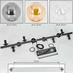hofstein Gastor Suspension, Boule lumineuse, Suspension Ambre, Clair, Fumé, 10 lumières